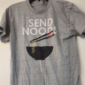 Send Noods Gray Graphic Tee with Noodle Bowl Design Medium